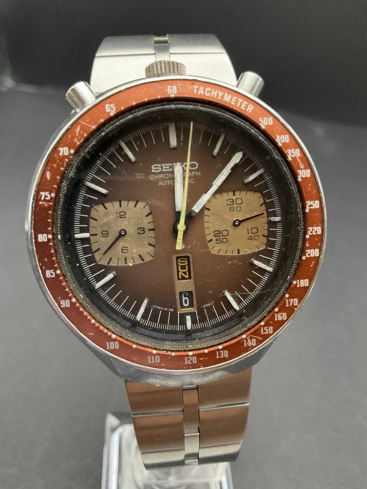Seiko 61380040 Bullhead Brown Dial Automatic Chronograph Jdm Vintage Watch